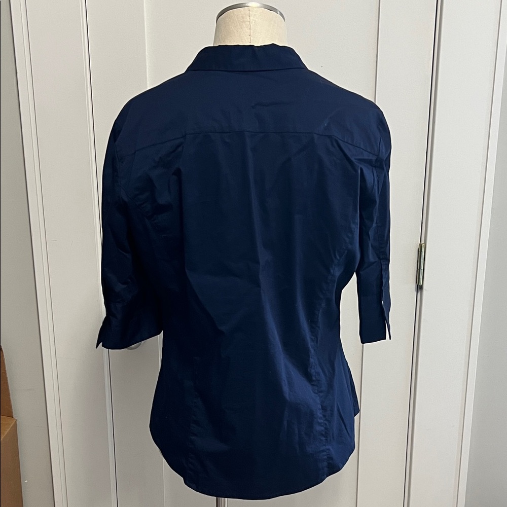 Navy Blue Women's Button-Up Shirt - Picture 2 of 5